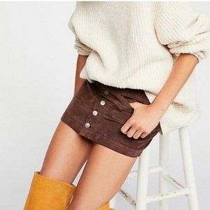 We The Free Brown Joanie Cord Corduroy Button Front Mini Skirt Size 25